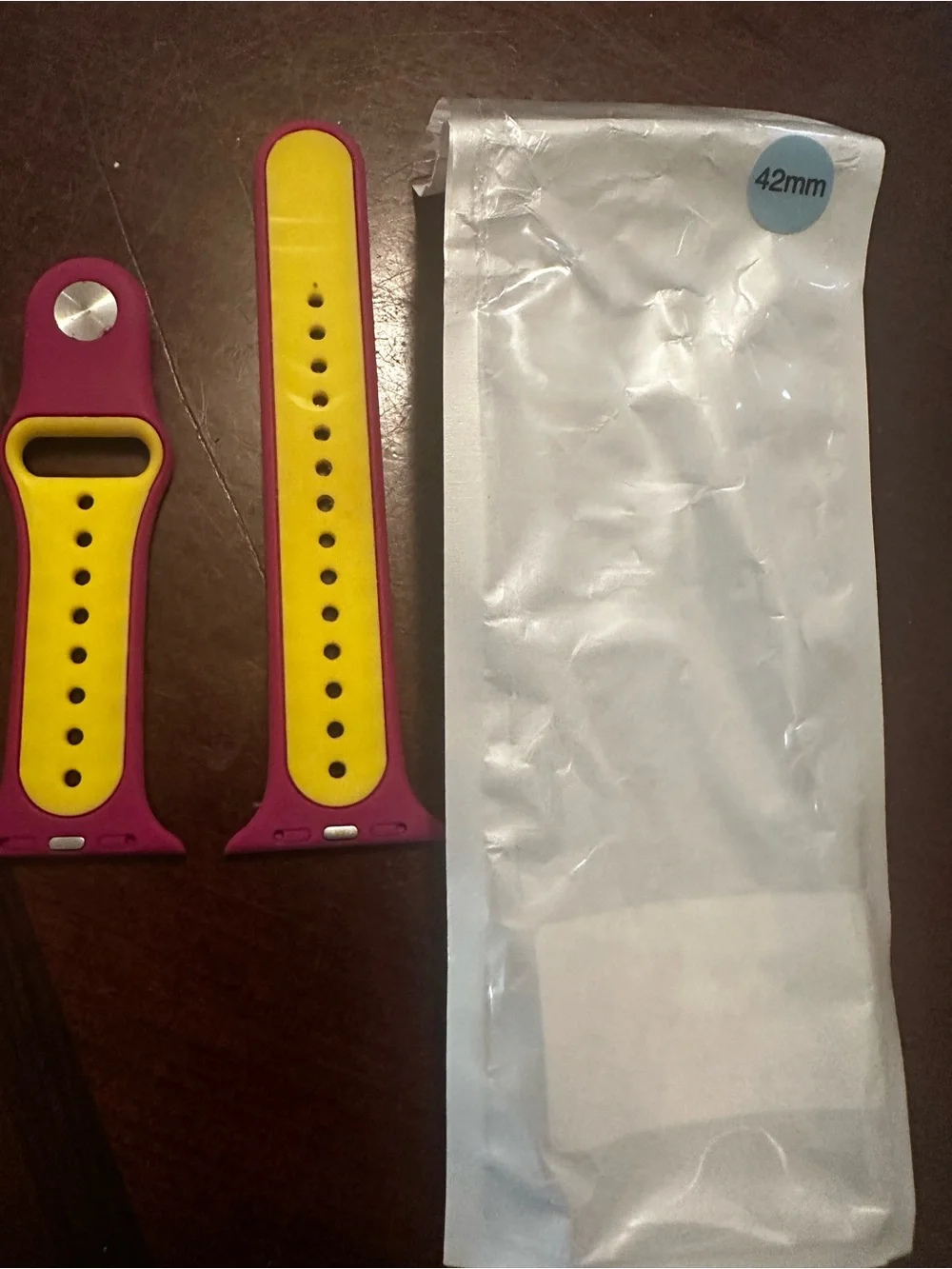 Sport Silicone Watch Band in Magenta with Yellow Accents
